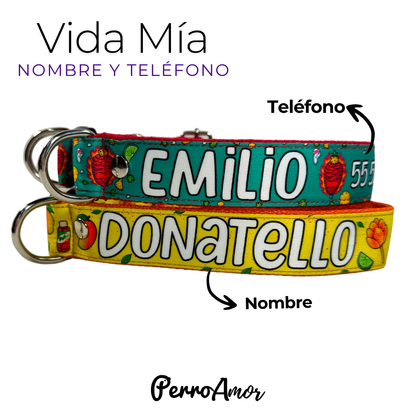 Collar Vida Mía " Nombre y Teléfono "
