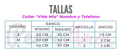 Collar Vida Mía " Nombre y Teléfono "
